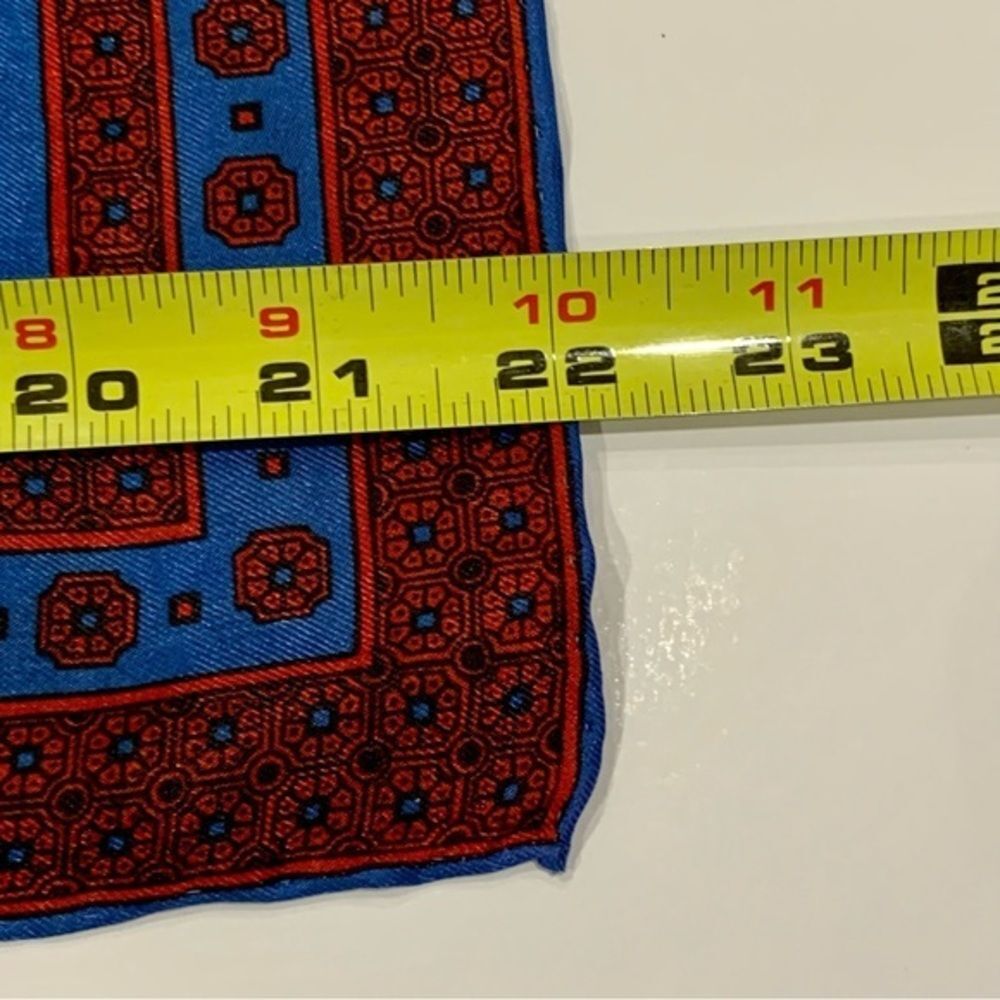 Vintage Sally Gee Silky Blue & Rust Scarf - Picture 5 of 6